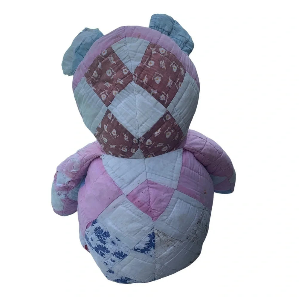 Vintage Handmade Quilt Patchwork Stuffed Bear